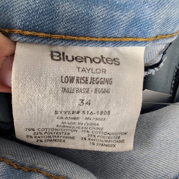 Blue Notes Blue Two Tone Denim Raw Hem Jeggings Size 34 - Picture 10 of 11